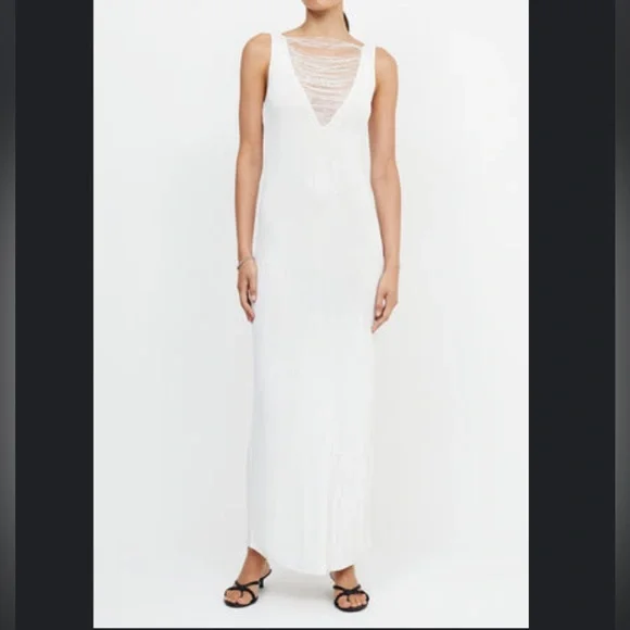 TILDA V NECK KNIT MAXI DRESS - IVORY XS TILDA V NECK KNIT MAXI DRESS - IVORY XS